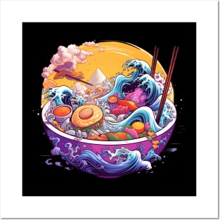 Great Wave Ramen Soup Bowl Posters and Art